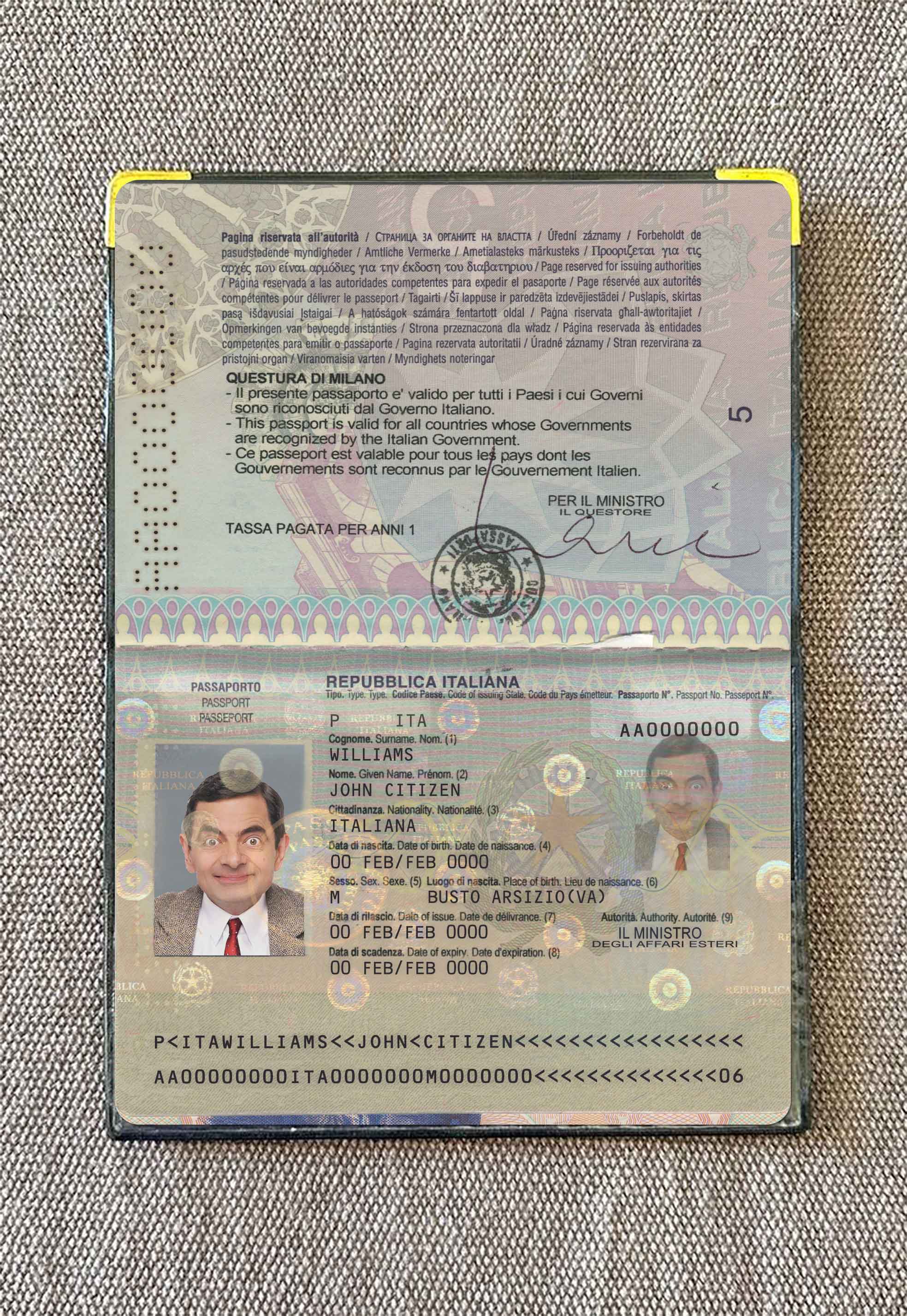 ITALY passport version 2 photo look PSD template